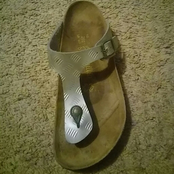 Birkenstock Shoes - Silver birkenstocks sandals 40 9